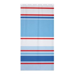 Navy Blue White Red Stripe Blue Finely Striped Line Shower Curtain 36  X 72  (stall)  by Mariart