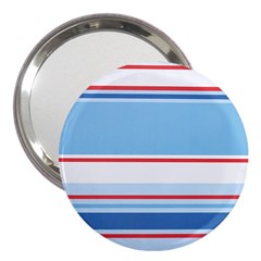 Navy Blue White Red Stripe Blue Finely Striped Line 3  Handbag Mirrors by Mariart