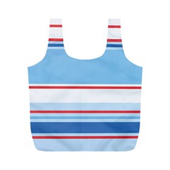 Navy Blue White Red Stripe Blue Finely Striped Line Full Print Recycle Bags (m)  by Mariart