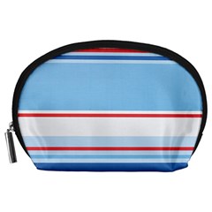 Navy Blue White Red Stripe Blue Finely Striped Line Accessory Pouches (large)  by Mariart