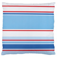 Navy Blue White Red Stripe Blue Finely Striped Line Large Flano Cushion Case (one Side) by Mariart