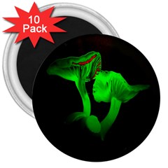 Neon Green Resolution Mushroom 3  Magnets (10 Pack)  by Mariart