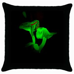 Neon Green Resolution Mushroom Throw Pillow Case (black) by Mariart