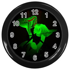 Neon Green Resolution Mushroom Wall Clocks (black) by Mariart