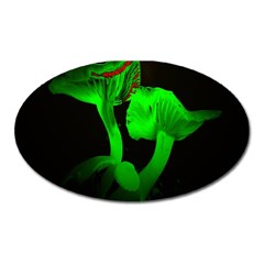 Neon Green Resolution Mushroom Oval Magnet by Mariart