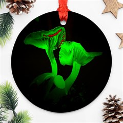 Neon Green Resolution Mushroom Round Ornament (two Sides) by Mariart