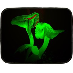 Neon Green Resolution Mushroom Fleece Blanket (mini) by Mariart