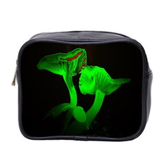 Neon Green Resolution Mushroom Mini Toiletries Bag 2-side by Mariart