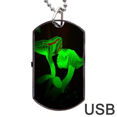 Neon Green Resolution Mushroom Dog Tag Usb Flash (one Side) by Mariart