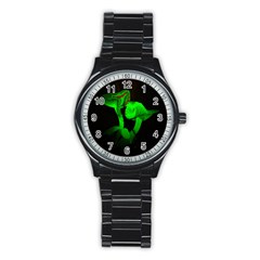 Neon Green Resolution Mushroom Stainless Steel Round Watch by Mariart