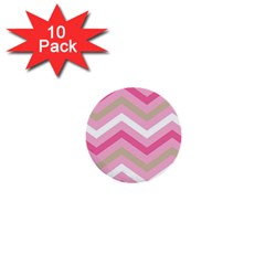 Pink Red White Grey Chevron Wave 1  Mini Buttons (10 Pack) 