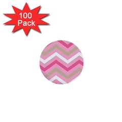 Pink Red White Grey Chevron Wave 1  Mini Buttons (100 Pack) 