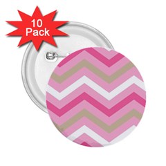 Pink Red White Grey Chevron Wave 2 25  Buttons (10 Pack)  by Mariart