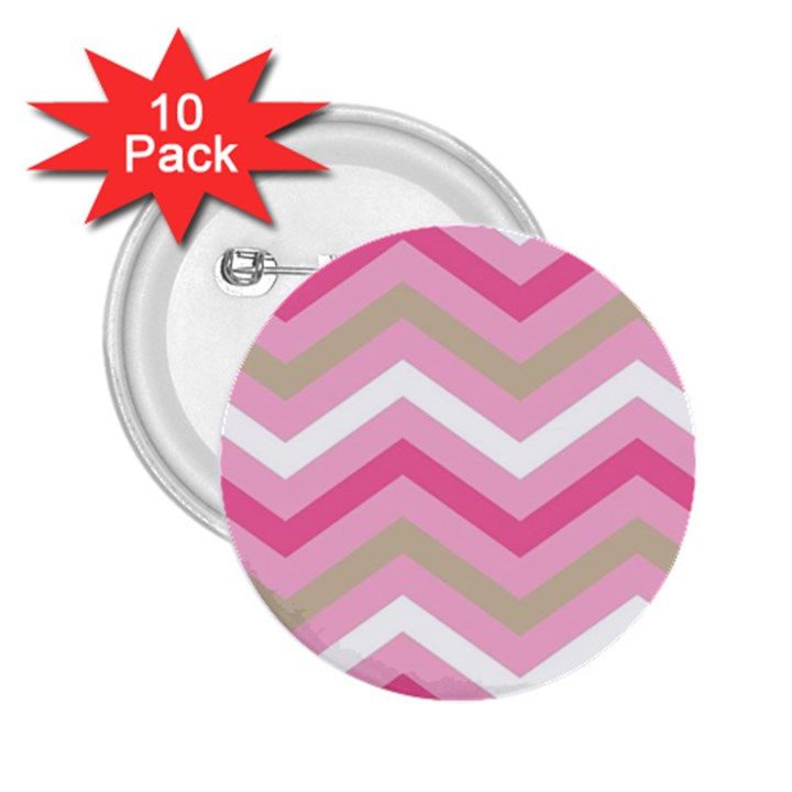 Pink Red White Grey Chevron Wave 2.25  Buttons (10 pack) 