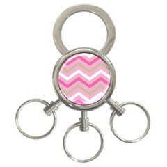 Pink Red White Grey Chevron Wave 3-ring Key Chains by Mariart