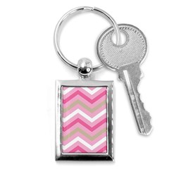 Pink Red White Grey Chevron Wave Key Chains (rectangle) 