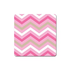 Pink Red White Grey Chevron Wave Square Magnet by Mariart