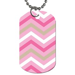 Pink Red White Grey Chevron Wave Dog Tag (one Side)