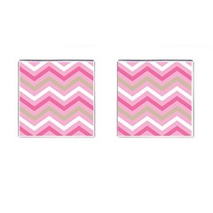 Pink Red White Grey Chevron Wave Cufflinks (square) by Mariart