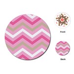 Pink Red White Grey Chevron Wave Playing Cards (Round)  Front