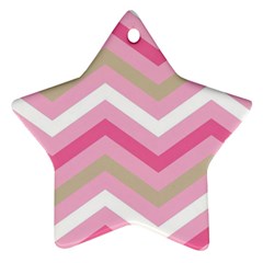 Pink Red White Grey Chevron Wave Star Ornament (two Sides)