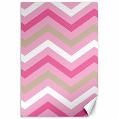 Pink Red White Grey Chevron Wave Canvas 24  X 36  by Mariart