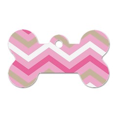 Pink Red White Grey Chevron Wave Dog Tag Bone (two Sides) by Mariart