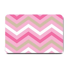 Pink Red White Grey Chevron Wave Small Doormat  by Mariart