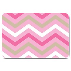 Pink Red White Grey Chevron Wave Large Doormat  by Mariart