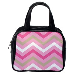 Pink Red White Grey Chevron Wave Classic Handbags (one Side) by Mariart