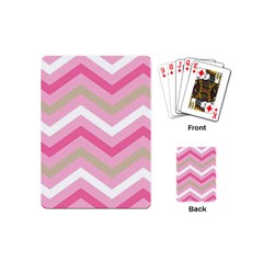 Pink Red White Grey Chevron Wave Playing Cards (mini)  by Mariart