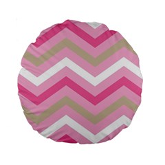 Pink Red White Grey Chevron Wave Standard 15  Premium Round Cushions by Mariart