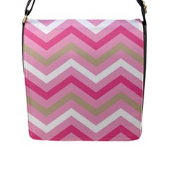 Pink Red White Grey Chevron Wave Flap Messenger Bag (l)  by Mariart