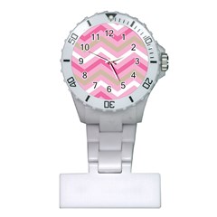 Pink Red White Grey Chevron Wave Plastic Nurses Watch by Mariart