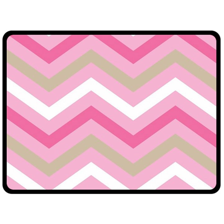 Pink Red White Grey Chevron Wave Double Sided Fleece Blanket (Large) 