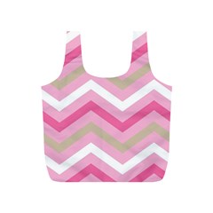 Pink Red White Grey Chevron Wave Full Print Recycle Bags (s)  by Mariart