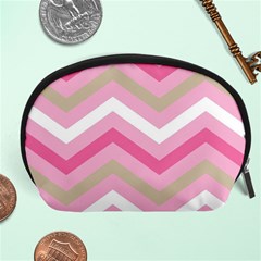 Pink Red White Grey Chevron Wave Accessory Pouches (large)  by Mariart