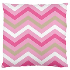 Pink Red White Grey Chevron Wave Standard Flano Cushion Case (two Sides) by Mariart