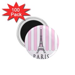 Pink Paris Eiffel Tower Stripes France 1 75  Magnets (100 Pack) 