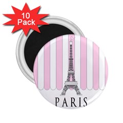 Pink Paris Eiffel Tower Stripes France 2 25  Magnets (10 Pack)  by Mariart