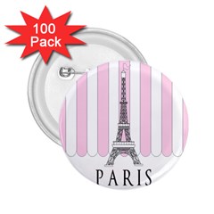 Pink Paris Eiffel Tower Stripes France 2 25  Buttons (100 Pack) 