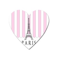 Pink Paris Eiffel Tower Stripes France Heart Magnet