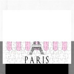 Pink Paris Eiffel Tower Stripes France Rectangular Jigsaw Puzzl by Mariart