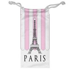 Pink Paris Eiffel Tower Stripes France Jewelry Bag by Mariart