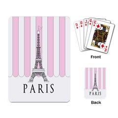 Pink Paris Eiffel Tower Stripes France Playing Card by Mariart