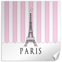 Pink Paris Eiffel Tower Stripes France Canvas 12  X 12   by Mariart