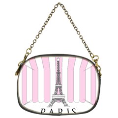 Pink Paris Eiffel Tower Stripes France Chain Purses (two Sides)  by Mariart