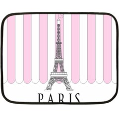 Pink Paris Eiffel Tower Stripes France Fleece Blanket (mini) by Mariart