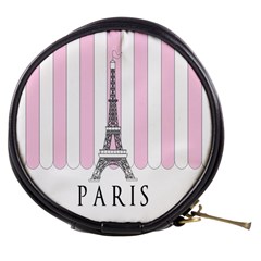 Pink Paris Eiffel Tower Stripes France Mini Makeup Bags by Mariart