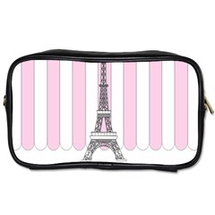 Pink Paris Eiffel Tower Stripes France Toiletries Bags 2-side by Mariart